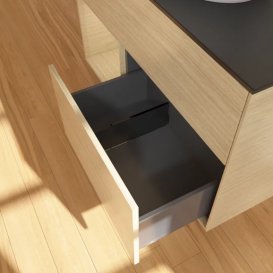 Тумба под раковину Villeroy & Boch Finion 100х50,1 см с подсветкой МДФ шпон дуба/стекло черное матовое FA12PCPC