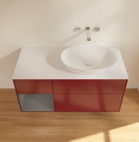 Тумба под раковину Villeroy & Boch Finion 120х50,1 см с подсветкой МДФ пион матовый лак/стекло белое матовое FA41GKHB