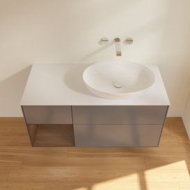 Тумба під раковину Villeroy & Boch Finion 120х50,1 см з підсвічуванням антрацит матовий лак/скло біле матове FA41GNGK