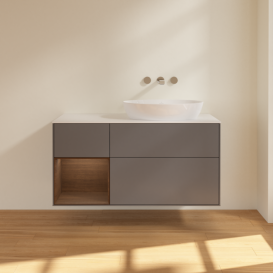 Тумба під раковину Villeroy & Boch Finion 120х50,1 см з підсвічуванням антрацит матовий лак/скло біле матове FA41GNGK