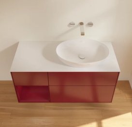 Тумба под раковину Villeroy & Boch Finion 120х50,1 см с подсветкой МДФ пион матовый лак/стекло белое матовое FA41HBHB