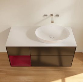 Тумба под раковину Villeroy & Boch Finion 120х50,1 см с подсветкой МДФ черный матовый лак/стекло белое матовое FA41HBPD