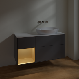 Тумба под раковину Villeroy & Boch Finion 120х50,1 см с подсветкой МДФ антрацит матовый лак/стекло белое матовое FA41HFGK
