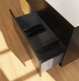 Тумба под раковину Villeroy & Boch Finion 120х50,1 см с подсветкой МДФ черный матовый лак/стекло белое матовое FA41HFPD