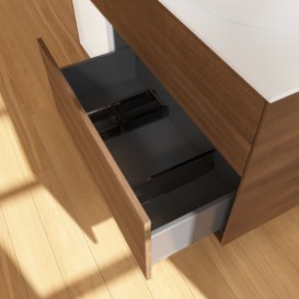 Тумба под раковину Villeroy & Boch Finion 120х50,1 см с подсветкой МДФ шпон грецкого ореха/стекло белое матовое FA41MTGN