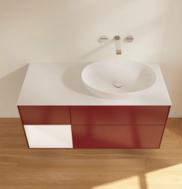 Тумба під раковину Villeroy & Boch Finion 120х50,1 см з підсвічуванням МДФ півонія матовий лак/скло біле матове FA41MTHB