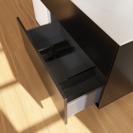 Тумба під раковину Villeroy & Boch Finion 120х50,1 см із підсвічуванням МДФ чорний матовий лак/скло біле матове FA41MTPD