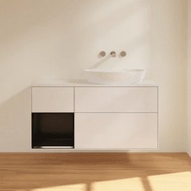 Тумба під раковину Villeroy & Boch Finion 120х50,1 см з підсвіткою МДФ білий глянцевий лак/скло біле матове FA41PDGF