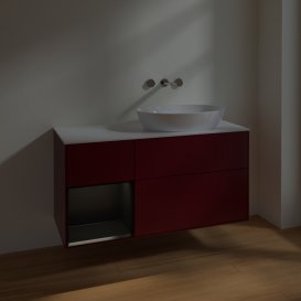 Тумба под раковину Villeroy & Boch Finion 120х50,1 см с подсветкой МДФ пион матовый лак/стекло белое матовое FA41PDHB