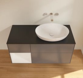 Тумба під раковину Villeroy & Boch Finion 120х50,1 см з підсвічуванням антрацит матовий лак/скло чорне матове FA42GFGK