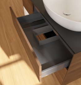 Тумба під раковину Villeroy & Boch Finion 120х50,1 см з підсвічуванням МДФ шпон волоського горіха/скло чорне матове FA42GFGN