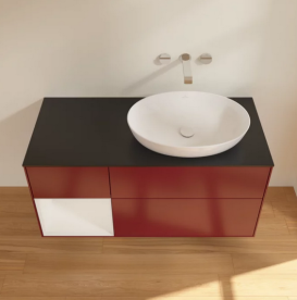 Тумба під раковину Villeroy & Boch Finion 120х50,1 см з підсвічуванням МДФ півонія матовий лак/скло чорне матове FA42GFHB