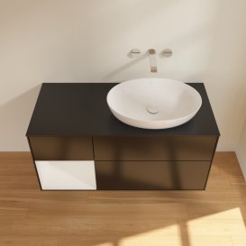 Тумба під раковину Villeroy & Boch Finion 120х50,1 см з підсвічуванням МДФ чорний матовий лак/скло чорне матове FA42GFPD