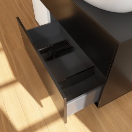 Тумба під раковину Villeroy & Boch Finion 120х50,1 см з підсвічуванням МДФ чорний матовий лак/скло чорне матове FA42GFPD