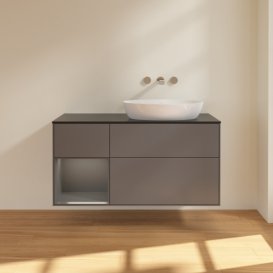 Тумба под раковину Villeroy & Boch Finion 120х50,1 см с подсветкой МДФ антрацит матовый лак/стекло черное матовое FA42GKGK