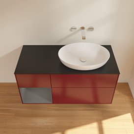 Тумба под раковину Villeroy & Boch Finion 120х50,1 см с подсветкой МДФ пион матовый лак/стекло черное матовое FA42GKHB