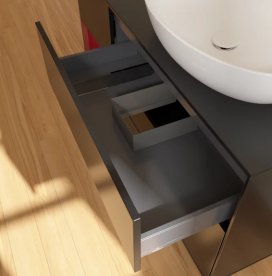 Тумба под раковину Villeroy & Boch Finion 120х50,1 см с подсветкой МДФ черный матовый лак/стекло черное матовое FA42HBPD