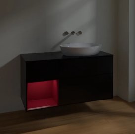 Тумба под раковину Villeroy & Boch Finion 120х50,1 см с подсветкой МДФ черный матовый лак/стекло черное матовое FA42HBPD