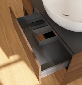 Тумба под раковину Villeroy & Boch Finion 120х50,1 см с подсветкой МДФ шпон грецкого ореха/стекло черное матовое FA42PDGN