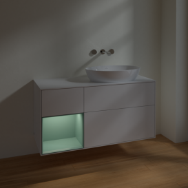 Тумба під раковину Villeroy & Boch Finion 120х50,1 см з підсвіткою МДФ білий глянцевий лак/скло біле матове FA41GMGF