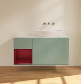 Тумба під раковину Villeroy & Boch Finion 120х50,1 см із підсвічуванням МДФ оливковий матовий лак/скло біле матове FA41HBGM