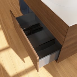 Тумба под раковину Villeroy & Boch Finion 120х50,1 см с подсветкой МДФ шпон грецкого ореха/стекло белое матовое FA41HGGN