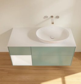 Тумба под раковину Villeroy & Boch Finion 120х50,1 см с подсветкой МДФ оливковый матовый лак/стекло белое матовое FA41MTGM