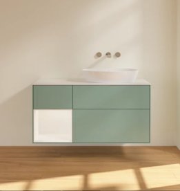 Тумба под раковину Villeroy & Boch Finion 120х50,1 см с подсветкой МДФ оливковый матовый лак/стекло белое матовое FA41MTGM