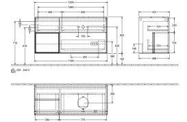Тумба под раковину Villeroy & Boch Finion 120х50,1 см с подсветкой МДФ темно-синий матовый лак/стекло белое матовое FA41MTHG