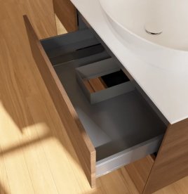 Тумба під раковину Villeroy & Boch Finion 120х50,1 см із підсвічуванням МДФ шпон волоського горіха/скло біле матове FA41PCGN