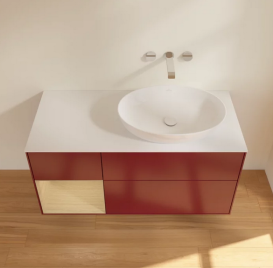 Тумба под раковину Villeroy & Boch Finion 120х50,1 см с подсветкой МДФ пион матовый лак/стекло белое матовое FA41PCHB