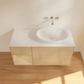 Тумба под раковину Villeroy & Boch Finion 120х50,1 см с подсветкой МДФ шпон дуба/стекло белое матовое FA41PCPC