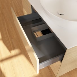 Тумба под раковину Villeroy & Boch Finion 120х50,1 см с подсветкой МДФ шпон дуба/стекло белое матовое FA41PCPC