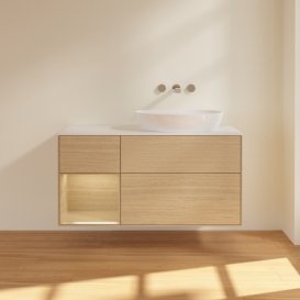 Тумба під раковину Villeroy & Boch Finion 120х50,1 см із підсвічуванням МДФ шпон дуба/скло біле матове FA41PCPC