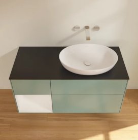 Тумба під раковину Villeroy & Boch Finion 120х50,1 см із підсвічуванням МДФ оливковий матовий лак/скло чорне матове FA42GFGM