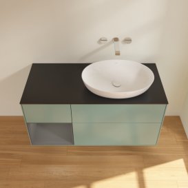 Тумба под раковину Villeroy & Boch Finion 120х50,1 см с подсветкой МДФ оливковый матовый лак/стекло черное матовое FA42GKGM