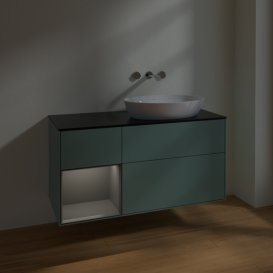 Тумба под раковину Villeroy & Boch Finion 120х50,1 см с подсветкой МДФ оливковый матовый лак/стекло черное матовое FA42GKGM
