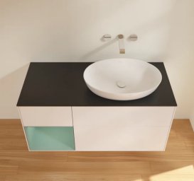 Тумба под раковину Villeroy & Boch Finion 120х50,1 см с подсветкой МДФ белый матовый лак/стекло черное матовое FA42GMMT