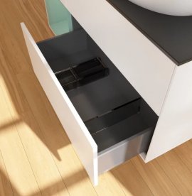 Тумба под раковину Villeroy & Boch Finion 120х50,1 см с подсветкой МДФ белый матовый лак/стекло черное матовое FA42GMMT