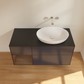 Тумба под раковину Villeroy & Boch Finion 120х50,1 см с подсветкой МДФ темно-синий матовый лак/стекло черное матовое FA42GNHG