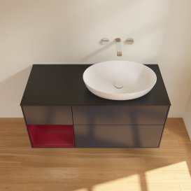 Тумба под раковину Villeroy & Boch Finion 120х50,1 см с подсветкой МДФ темно-синий матовый лак/стекло черное матовое FA42HBHG