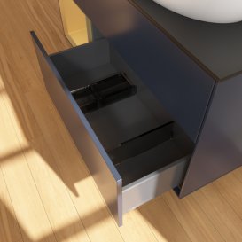 Тумба під раковину Villeroy & Boch Finion 120х50,1 см із підсвічуванням МДФ темно-синій матовий лак/скло чорне матове FA42HFHG