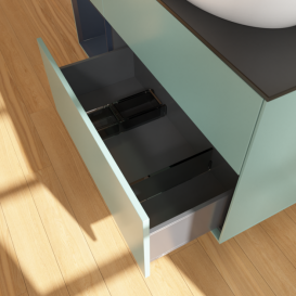 Тумба під раковину Villeroy & Boch Finion 120х50,1 см із підсвічуванням МДФ оливковий матовий лак/скло чорне матове FA42HGGM