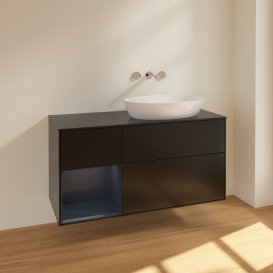 Тумба под раковину Villeroy & Boch Finion 120х50,1 см с подсветкой МДФ черный матовый лак/стекло черное матовое FA42HGPD