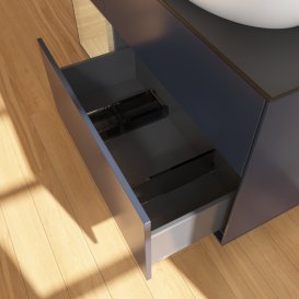 Тумба під раковину Villeroy & Boch Finion 120х50,1 см із підсвічуванням МДФ темно-синій матовий лак/скло чорне матове FA42PCHG