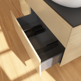 Тумба під раковину Villeroy & Boch Finion 120х50,1 см із підсвічуванням МДФ шпон дуба/скло чорне матове FA42PCPC