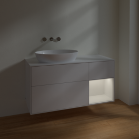 Тумба під раковину Villeroy & Boch Finion 120х50,1 см з підсвіткою МДФ білий глянцевий лак/скло біле матове FA51GFGF