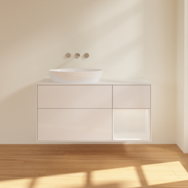 Тумба под раковину Villeroy & Boch Finion 120х50,1 см с подсветкой МДФ глянцевый белый лак/стекло белое матовое FA51GFGF