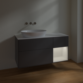 Тумба під раковину Villeroy & Boch Finion 120х50,1 см з підсвічуванням антрацит матовий лак/скло біле матове FA51GFGK