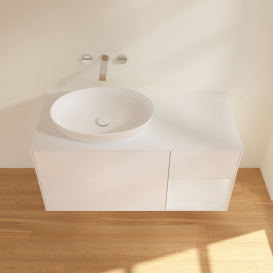 Тумба під раковину Villeroy & Boch Finion 120х50,1 см із підсвічуванням МДФ білий матовий лак/скло біле матове FA51GFMT